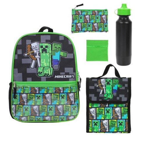 Minecraft Backpack Set With Detachable Lunch Box 16 4 Piece Set