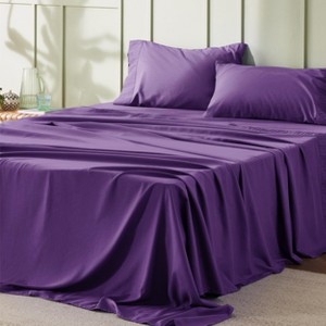 Full Size Bed Sheets - 4 Pieces Soft Full Sheet Set - Breathable & Cooling - Hotel Luxury - Easy Care Polyester Microfiber Bedding for Women, Men, Pur - 1 of 4