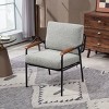 Modern 1 Piece Dining Room Accent Chair,Upholstered Seat And Backrest Lounge Chair,Natural Wood Armrests Chair With Metal Frame-Coolbibila - 2 of 4