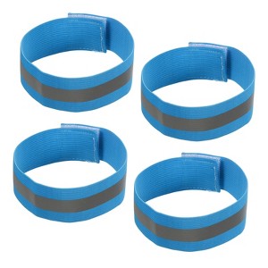 Unique Bargains Reflective Bands for Arm Wrist Ankle Leg 14x1.5 Inch Strip Wide Green 4 Pack - 1 of 4