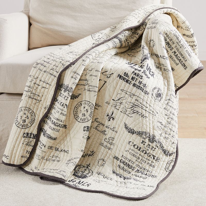 Histoire Script Quilted Throw - Levtex Home, 1 of 5