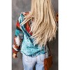 I AM A FASHION JUNKY Multicolor Geometric Print Frayed Hem Denim Jacket - 2 of 4