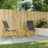 vidaXL Folding Patio Reclining Chairs 2 pcs with Cushions Bamboo - 3 of 4