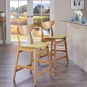 GDFStudio Cedric Mid-Century Modern Fabric and Rubberwood 23.5 Inch Counter Stool (Set of 2) - 1 of 4