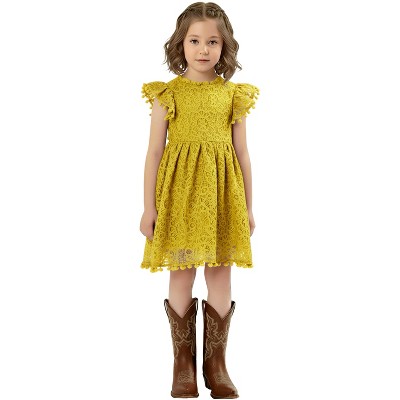 2Bunnies Lace Pom Pom Trim Girl Dress