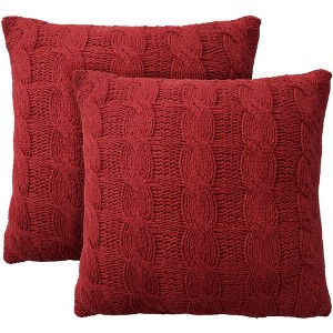 Mina Victory Life Styles Cotton Knitted 18"x18" Indoor Throw Pillows Set of 2 - 1 of 4