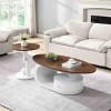 Sapphtopaz Modern Nesting Coffee Table Set of 2 with Unique Design Oval & Round Center Table with Curve Metal Base Coffee Bar for Living Room - 3 of 4