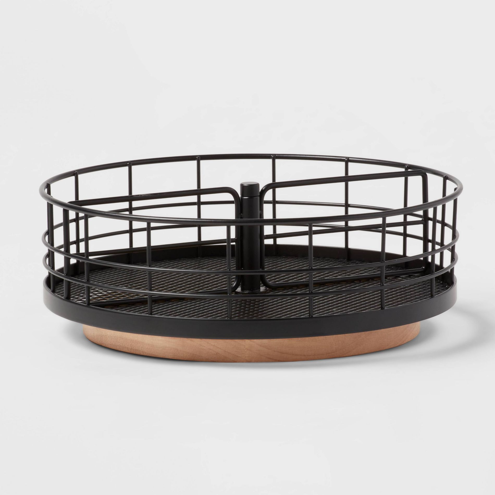Divided Turntable Black Wire with Natural Wood - Brightroom™