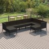 vidaXL Patio Lounge Set Outdoor Sectional Sofa Set Table Poly Rattan Black - 2 of 4