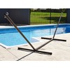 The Hamptons Collection 180” Black Steel 3-Beam Hammock Stand With Hardware - 2 of 3