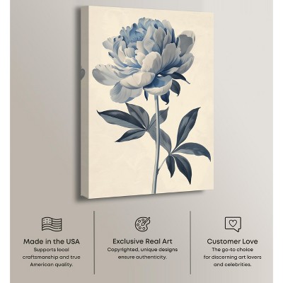 Delicate Blue Flower Minimalistic Wrapped Canvas Wall Art, 15" x 10"