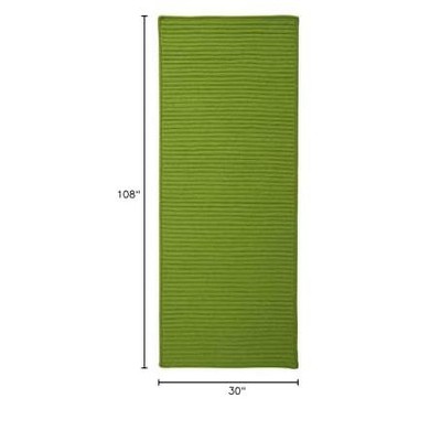 Green Braided Synthetic Runner Rug, 30"x108"