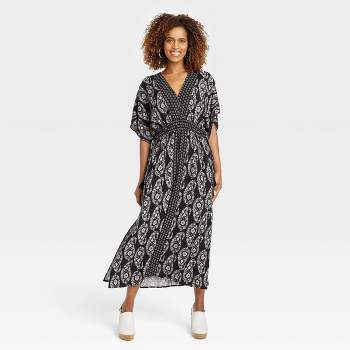 Women's Flutter Short Sleeve Printed Kaftan A-Line Dress - Knox Rose™