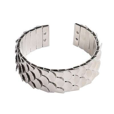 SOHI Women's Silver Scale Cuff Bracelet