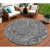 Gray Silver And Charcoal Paisley Washable Indoor Outdoor Area Rug - 2 of 4