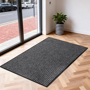 Front Door Mat 24" x 36" Commercial Industrial Rug Heavy Duty Outdoor Indoor Entryway Doormat Low Profile Welcome Entry Door Mat Non Slip Backing,Gray - 1 of 4