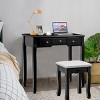 Costway Vanity Jewelry Wooden Makeup Dressing Table Set W/Stool Mirror & 5 Drawers Black - 4 of 4