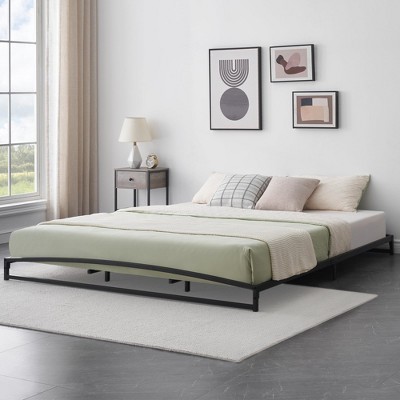 Homhougo 6 Inch Metal Platform King Size Bed Frame Low Profile with Sturdy Steel Slats Support Black