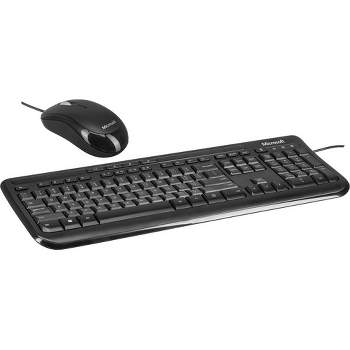 Microsoft Wired Desktop 600 Keyboard and Mouse Black - Wired USB Keyboard Included - Wired USB Mouse Included - Quiet-Touch Keys - Media Controls