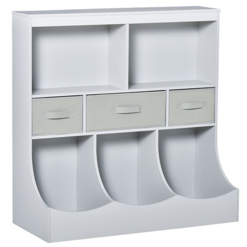 HOMCOM Toy Chest Kids Cabinet Storage Organizer for Toys Clothes Books, White