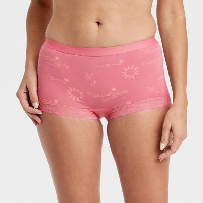 Women's Cotton Blend Boy Shorts Underwear with Lace - Auden™