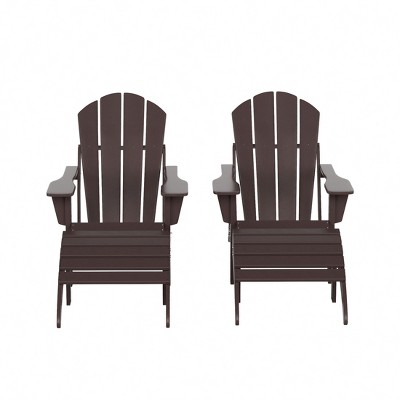 WestinTrends Malibu HDPE Outdoor Patio Folding Poly Adirondack Chairs with Ottomans (4-Piece Conversation Set)