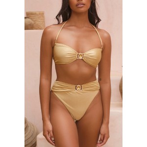 Moda Minx Amour 'Gold Shimmer' High Waist Crystal Bikini Bottoms - 1 of 4