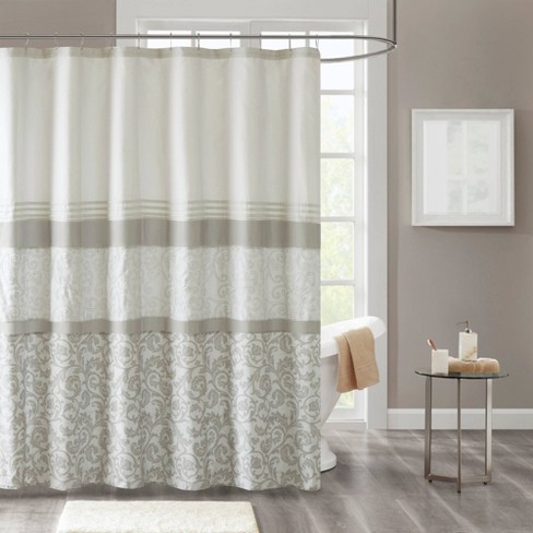 Casey Embroidered Shower Curtain Neutral : Target