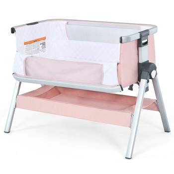 Costway Baby Bassinet Bedside Sleeper w/Storage Basket & Wheel for Newborn