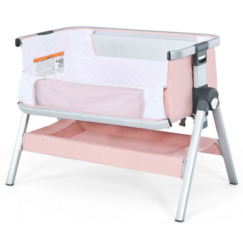 Costway Baby Bassinet Bedside Sleeper w/Storage Basket & Wheel for Newborn, 1 of 11