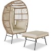 Oversized Wicker Egg Chair with Ottoman & 5 Cushions, Rattan Lounge Seat for Indoor, Outdoor Patio and Porch - 3 of 4