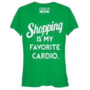 Juniors Womens CHIN UP Shopping is Cardio T-Shirt - 1 of 3