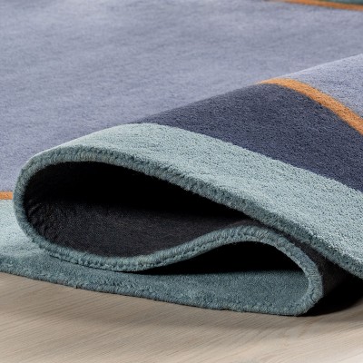 Blue Abstract Handmade Tufted Wool 8' x 10' Rug