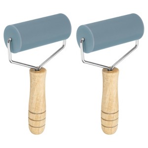 Unique Bargains Non-Stick Smooth Silicone Wood Handle Baking Rolling Pin 2 Pcs - 1 of 4