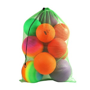 GSE 24"x36" Large Mesh Sports Ball Drawstring Bag for Gym Training, Football, Basketball, Swimming - 1 of 4