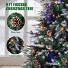 9 FT Snow Flocked Christmas Tree with 800 Warm Lights-8 Modes, Prelit Christmas Trees with Pine Cone & Gloves, Metal Folding Stand - 3 of 4