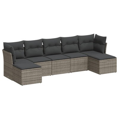 vidaXL Garden Sofa Set Grey Poly Rattan Large Modular Garden Sofa Set