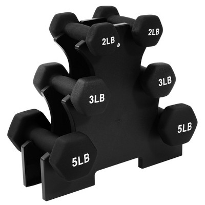 BalanceFrom Fitness Neoprene Coated Cast Iron Dumbbell X Elite Exercise Workout Set with Stand