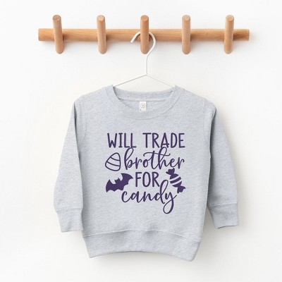 The Juniper Shop Will Trade Brother For Candy Puff Print Toddler Graphic Sweatshirt