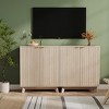 Fluted Cabinet with Storage, Buffet Sideborad with 2 Doors, Kitchen Buffet Storage Accent Cabinet w/ Shelves for Living Room, Entry, Hallway, Natural - 3 of 4