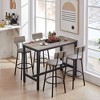 Hooseng Dining Table Set for 4, Pub High Dining Table with 4 Bar stools PU, 5 Piece Kitchen Dining Table and Chair Set with PU Leather Bar Stool - 3 of 4