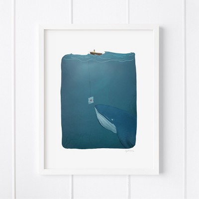 Love Note Whale Framed Museum Quality 11" x 14" Art Print by Ramus & Co