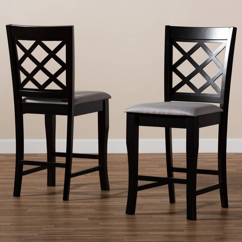 Set of 2 Alora Upholstered Wood Counter Height Barstools - Baxton Studio, 3 of 10