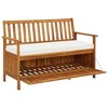 vidaXL Storage Bench Natural wood Solid acacia wood with a polyester cushion - 3 of 4