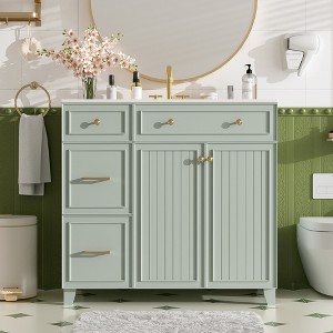 TiramisuBest 36" Bathroom Vanity with Ceramic Sink, Standard and Double-Layer Drawers, Soft Close Doors, Adjustable Shelves, Modern Storage Cabinet - 1 of 4