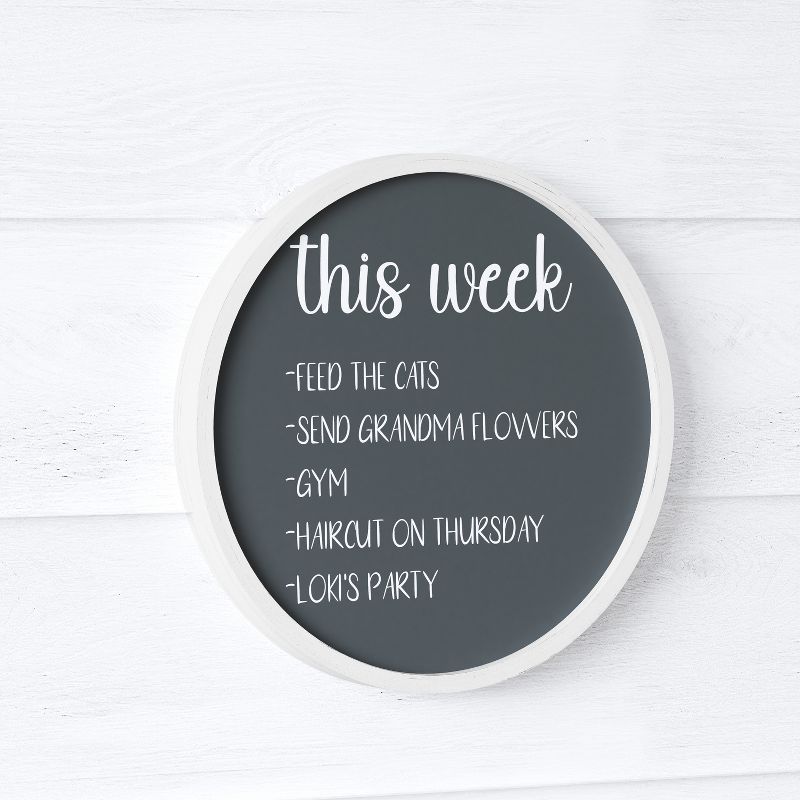 Emma and Oliver Round Wall Mounted Magnetic Chalkboards with Eraser and Chalk, Set of 2, 4 of 12