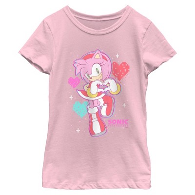 Girl's Sonic the Hedgehog Amy Heart Hands T-Shirt