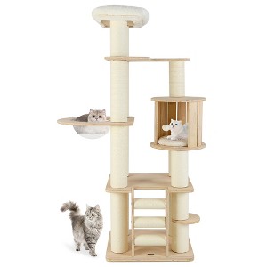 Tangkula 71" Tall Cat Tree w/Cozy Perch Condo Space Capsule 4.6" Scratching Posts - 1 of 4