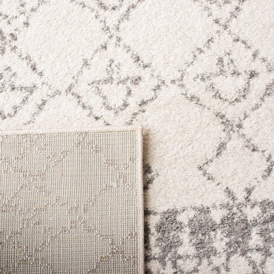 Ivory and Gray Hand-knotted Wool Runner Rug