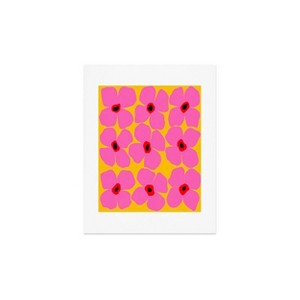 Deny Designs Maritza Lisa Abstract Pink Flowers with Yellow Framed Wall Art Print - 1 of 4